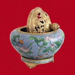 銅工藝品 荷花琺瑯香爐